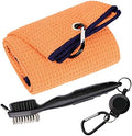 Golf Towel & Groove Cleaner Brush Kit, Tri-Fold Microfiber Waffle by Aebor
