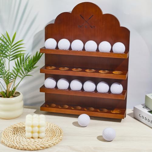 BENECREAT Wood Golf Ball Display Holder, 24 Balls Wall Mounted Golf Rack - Image 4