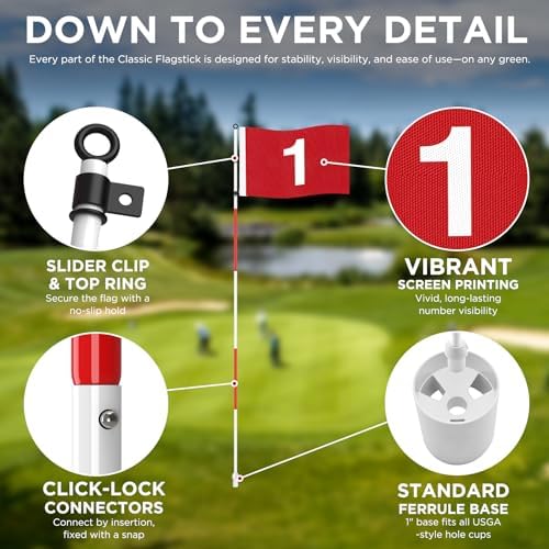 KINGTOP 6 ft Golf Flagstick Sets, 5-Section - Image 3