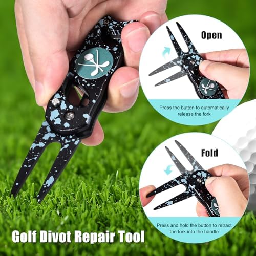 Golf Divot Repair Tool, 3 in 1 Compact Ball Marker Divot Tool, Foldable Golf - Image 3