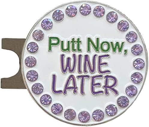 Giggle Golf Putt Now, Wine Later Bling Golf Ball Marker by GiggleGolf