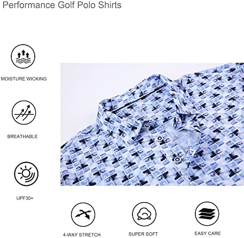 Alex Vando Mens Golf Shirt Moisture Wicking Print Performance Polo Shirt - Image 3