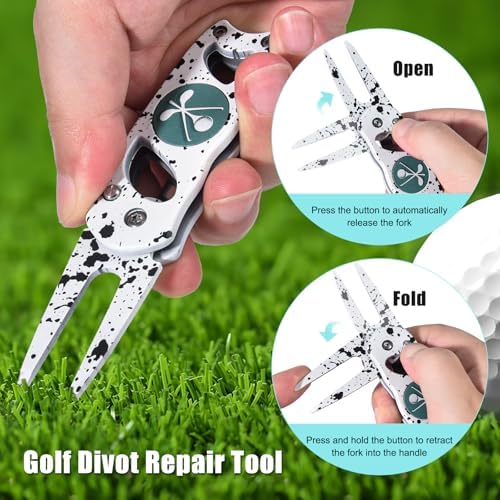 Golf Divot Repair Tool, 3 in 1 Compact Ball Marker Divot Tool, Foldable Golf - Image 3