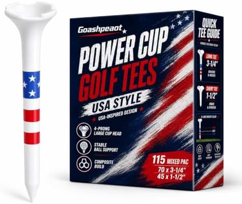 4-Prong Large Cup Head with 3-Line Height Guide Golf Tees 115 Pack, 70 x 3-1/4" by Unknown