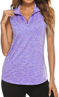 Tanst Sky Women's Sleeveless Golf Polo Shirts Quarter Zip Workout Tank Top by TanstSky