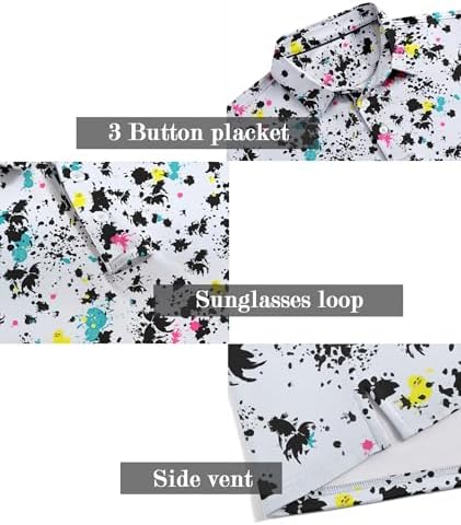 ZITY Men's Golf Shirts Short Sleeve Print Patterns Casual Collared Polo - Image 3
