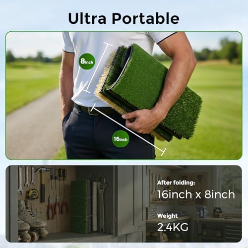 4-in-1 Foldable Heavy-Duty Golf Hitting Mat, Sand & Tee Turf, Anti-Slip - Image 4