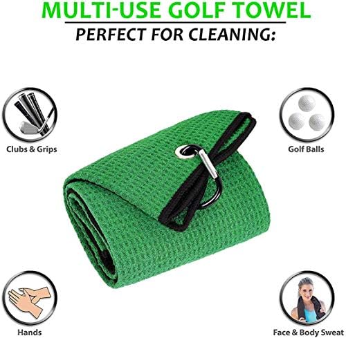 Golf Towel & Groove Cleaner Brush Kit, Tri-Fold Microfiber Waffle - Image 2