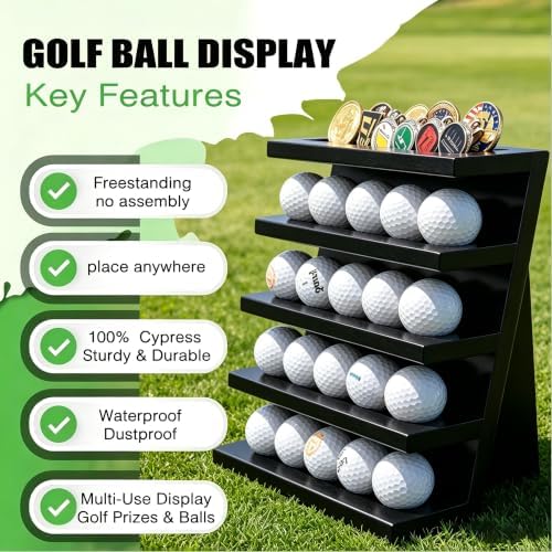 100% Solid Cypress Wood Golf Ball Display Case - Image 2