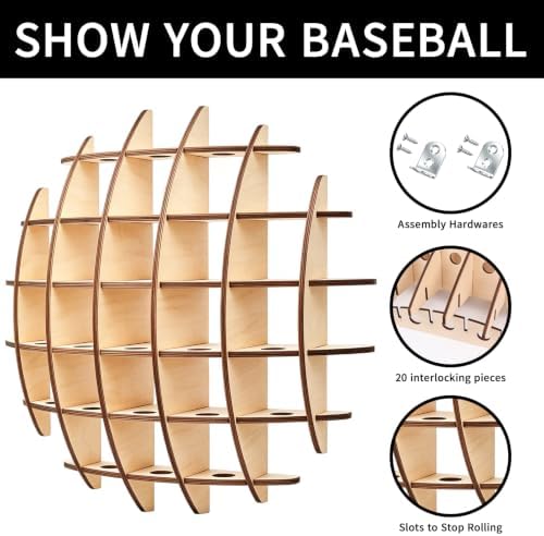 26 Ball Golf Ball Display Case Wall Mounted, 3D Spherical Wood - Image 5