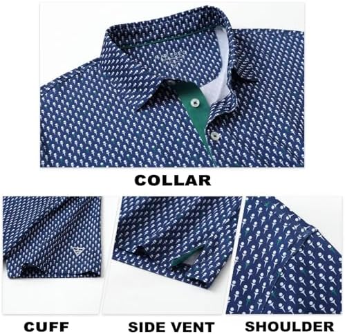 M MAELREG Mens Golf Shirt Short Sleeve Dry Fit Print Moisture Wicking - Image 6