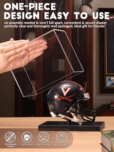 JupDec Mini Helmet Display Case, Acrylic Clear 1/2 Football Baseball Helmet - Image 2