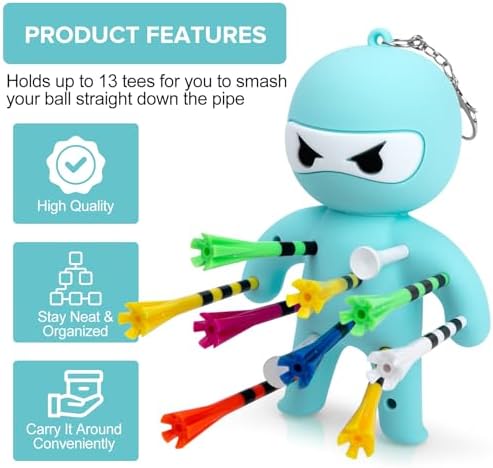 Golf Tee Holder, Ninja Portable Funny Golf Tees Holder Keychain Golf Gift Golf - Image 4