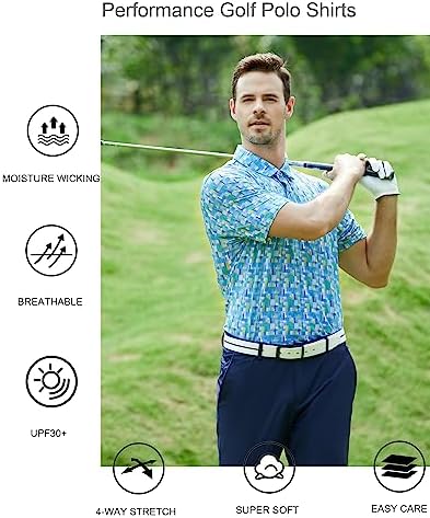 Alex Vando Mens Golf Shirt Moisture Wicking Print Performance Polo Shirt - Image 4