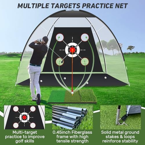 Golf Net with Practice Mat, Golf Hitting Aid Nets 10x7FT - Image 2