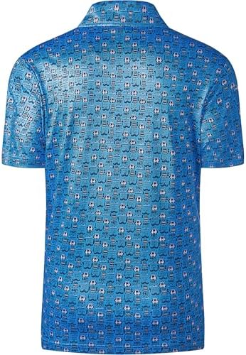 Mens Golf Shirt Short Sleeve Dry Fit Print Moisture Wicking Performance - Image 3
