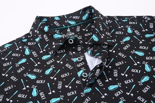 Alex Vando Mens Golf Shirt Moisture Wicking Print Performance Polo Shirt - Image 3