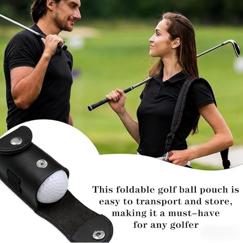 Black Leather Golf Ball Pouch - Image 5