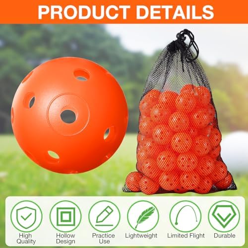 MiniInflat 80 Pcs Practice Golf Balls Plastic 42mm - Image 3