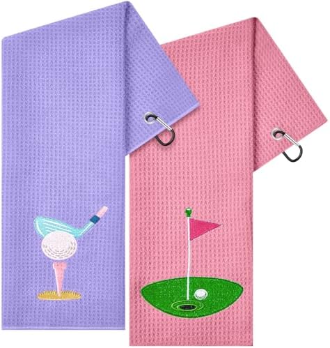 Mindsoft 2 Pieces Funny Golf Towel Microfiber Embroidered Ball Towels by Mindsoft