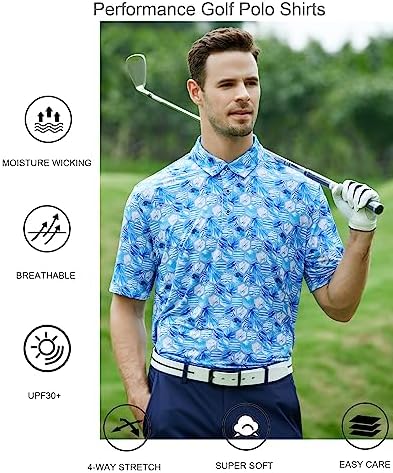 Alex Vando Mens Golf Shirt Moisture Wicking Print Performance Polo Shirt - Image 5
