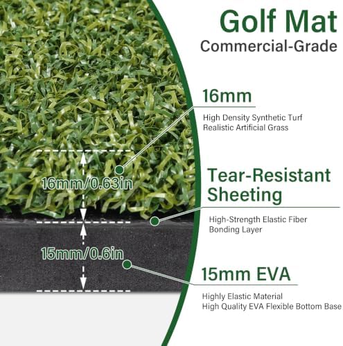 5x4ft Golf Hitting Mat with 10 Balls, 9 Tees - Image 2