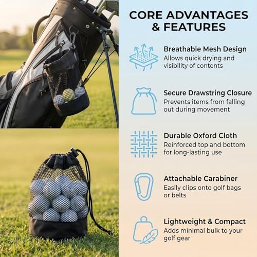 VASANA Nylon Mesh Golf Ball Storage Bag, - Image 4