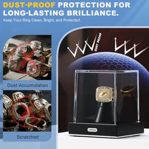 JupDec Championship Ring Display Case, Dustproof Cube Showcase - Image 3