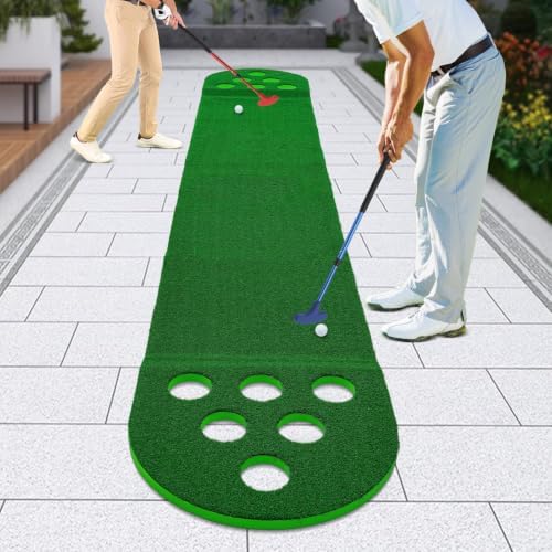 Mini Golf Course Set, Indoor Outdoor Putting Mat w/2 Adjustable Clubs & 2 Balls - Image 5