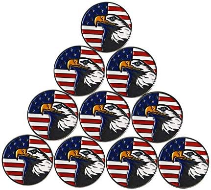 Lot of 10 Golf Ball Markers Assorted Patterns by PINMEI