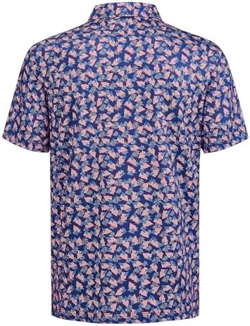 Mens Golf Shirt Short Sleeve Dry Fit Print Moisture Wicking Performance - Image 4