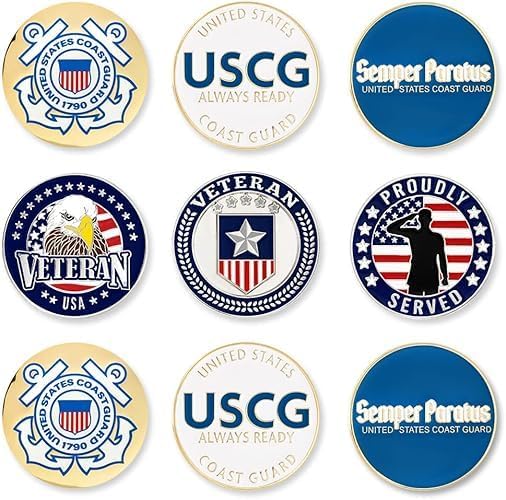 PinMart US Veteran Pack of 9 Magnetic Golf Ball Markers by PinMart