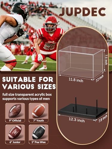 JupDec Football Display Case Full Size, Acrylic Clear Box - Image 4