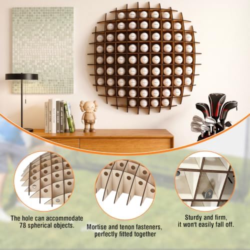 Golf Ball Display Case, Golf Ball Wall Display Rack up to 78 Balls - Image 5