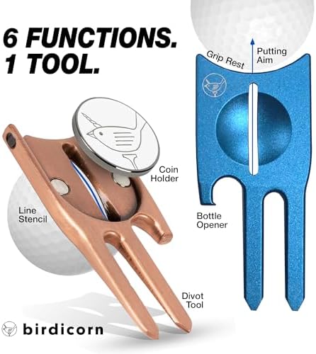 Birdicorn Golf Divot Repair Tool & Golf Ball Marker 6-in-1 Golf Divot Tool - Image 2