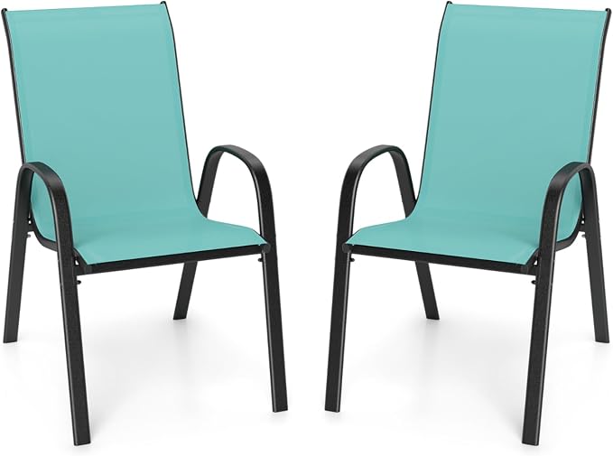 Giantex Patio Chairs Set of 2, Stackable Outdoor Dining Chairs by Giantex