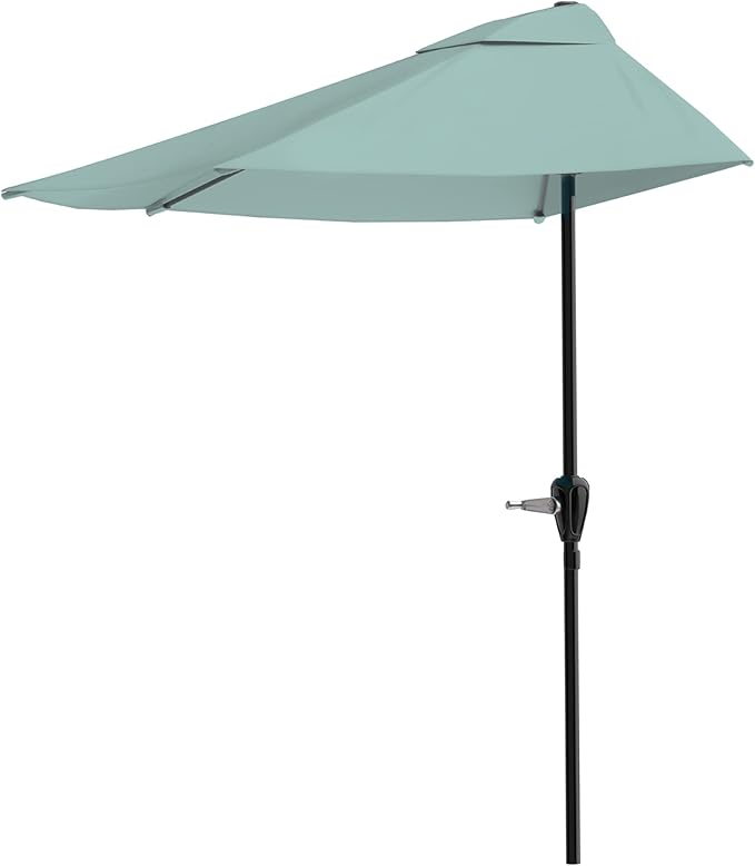 Pure Garden Half Umbrella Outdoor Patio Shade, Light Green, 9ft | Semicircle 9 by PureGarden