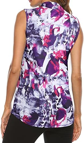Tanst Sky Women's Sleeveless Golf Polo Shirts Quarter Zip Workout Tank Top - Image 2