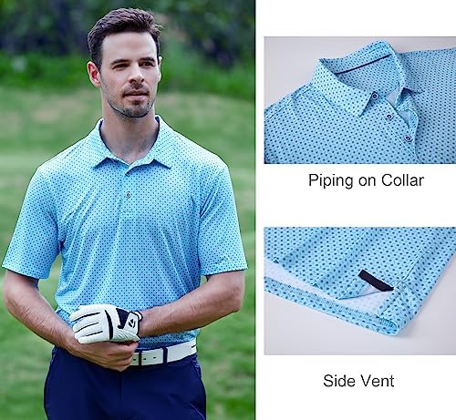 Alex Vando Mens Golf Shirt Moisture Wicking Print Performance Polo Shirt - Image 3