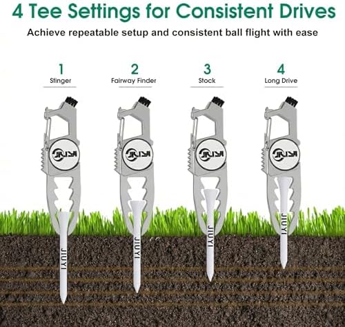 Golf Divot Tool with Magnetic Ball Marker, and Tee Height Adjuster, 6 Golf Tees - Image 3