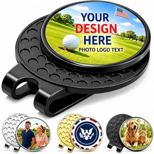 Custom Golf Ball Marker Hat Clip, Personalized Photo Logo Text by Unknown