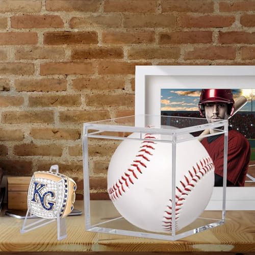 3 Pack Championship Ring Display Case Clear Acrylic Display Case Mini Football - Image 3