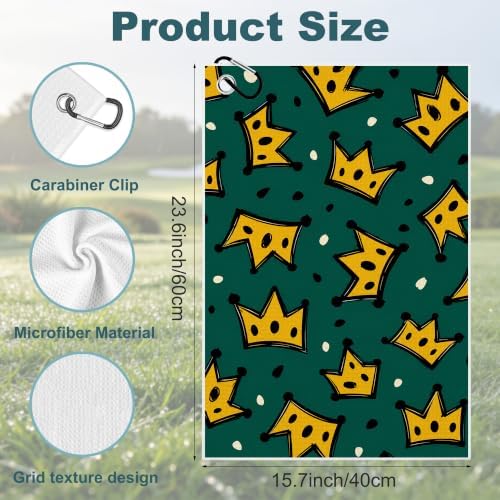 Yellow Crown Golf Towel with Bag Clip, Gift - Image 2