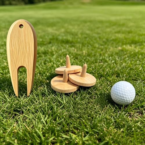 Bamboo Golf Tees with Position Ball Maker and Bamboo Divot Tools - Image 6