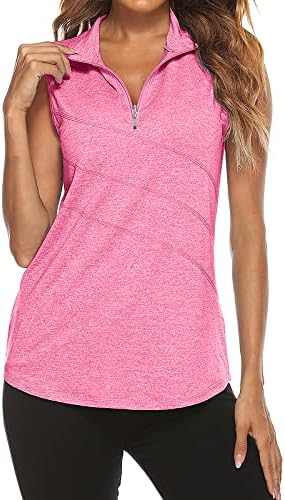 Tanst Sky Women's Sleeveless Golf Polo Shirts Quarter Zip Workout Tank Top by TanstSky