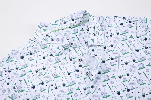 Alex Vando Mens Golf Shirt Moisture Wicking Print Performance Polo Shirt - Image 3