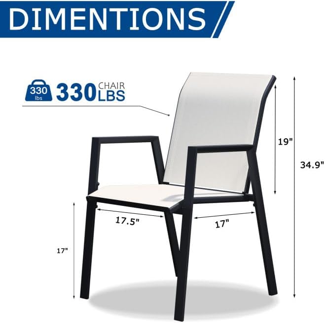 Outdoor Patio Chairs Set of 6, Oyster Beige Stackable Outdoor Chairs, - Image 6