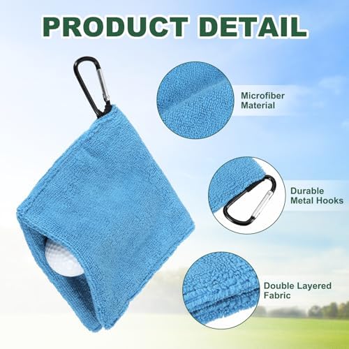 3Pcs Golf Ball Towel 5.5"x5.5" - Image 3
