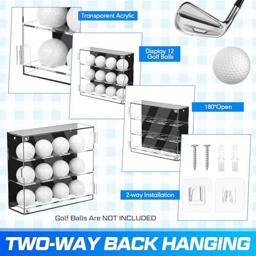 SiliFine Acrylic Golf Ball Display Case Wall Mounted Golfball Holder 3 Layer - Image 5
