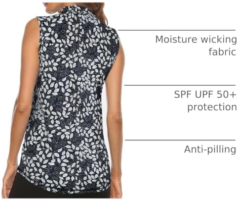 Tanst Sky Women's Sleeveless Golf Polo Shirts Quarter Zip Workout Tank Top - Image 4